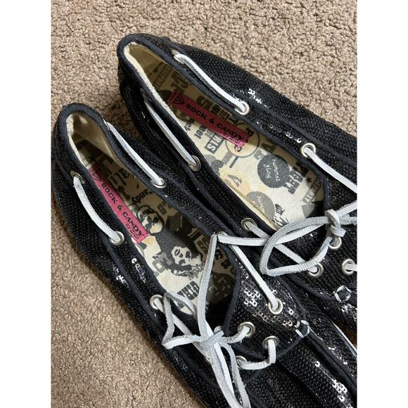 Rock and Candy by ZiGi Black Sequin Bling Boatie Boatshoe, 9.5M - Picture 3 of 4
